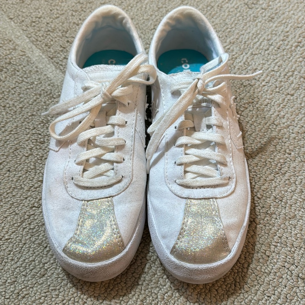 White with sparkly stripe converse